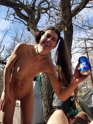 Wife nude outside