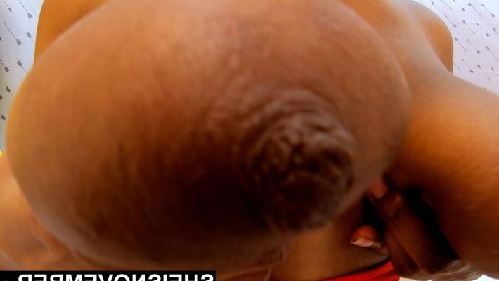 Seulement des tétons noirs géants, des aréoles, des mamelles flasques en ébène, des seins
