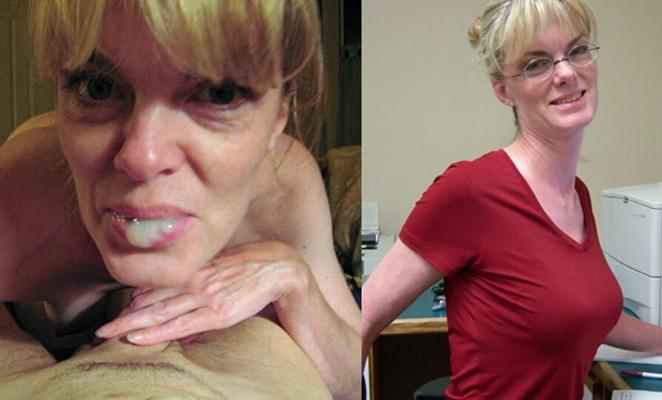 Before and After mature milf cum facial