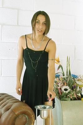 Whore in stockings with hairy pussy