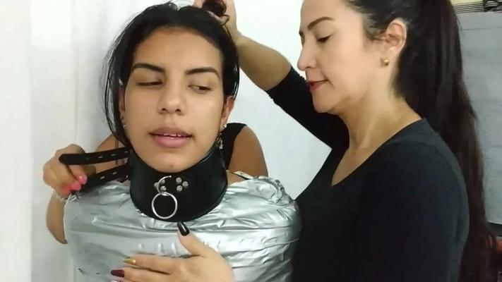 Heavily Duct Tape Mummified By Crazy Bondage Women