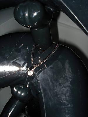 Transparent latex pants with cock sheath