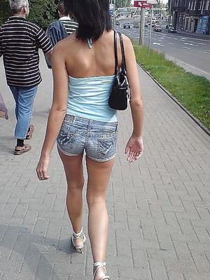 Blue leggings public photo