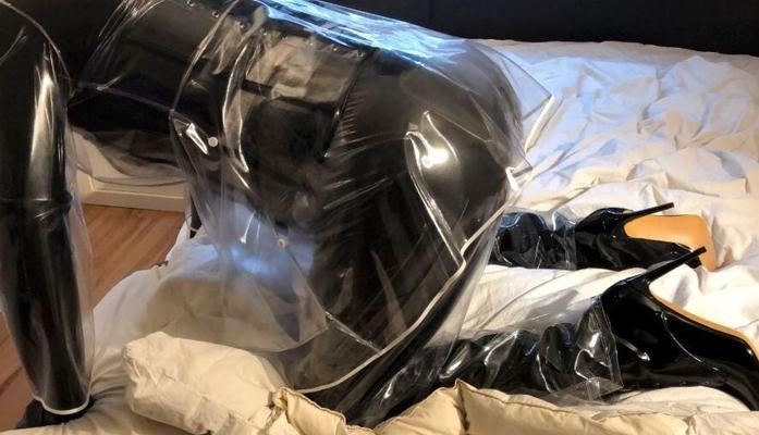 Transparent PVC Plastic Fetish Masturbation