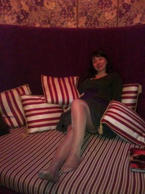 Attractive Eastern European bride wearing tan stockings