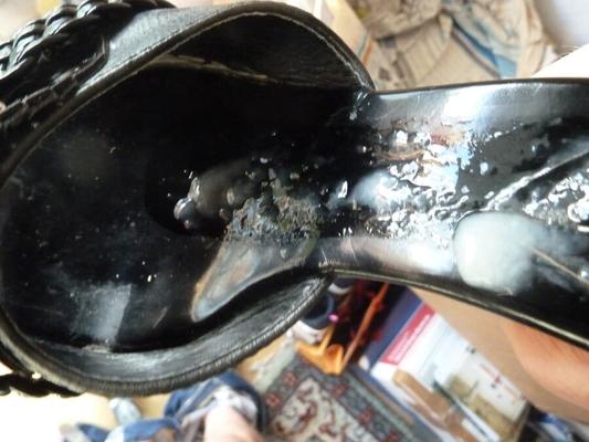High heel cum shot