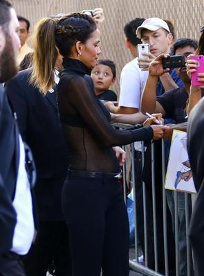 Halle Berry see through to bra heading to a show