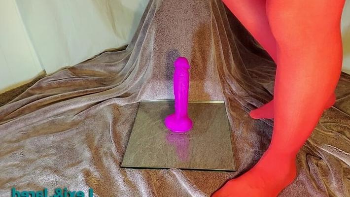 Fat Ass Takes Tip of 8 inch Dildo Anal