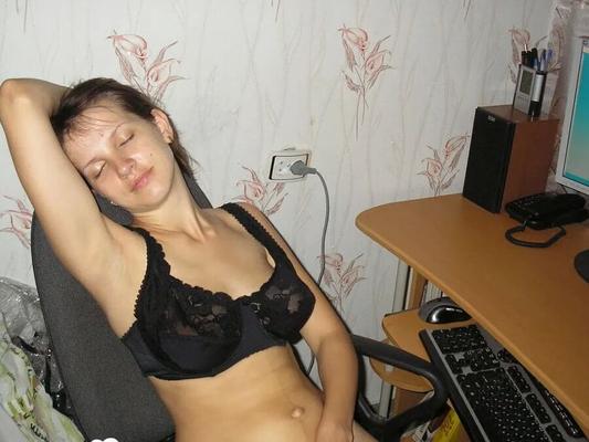 Beauty at the office busts out her toy