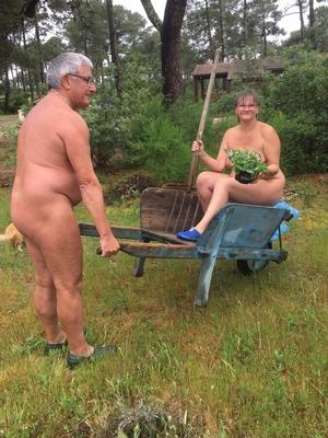 Nude gardening. Naked garden