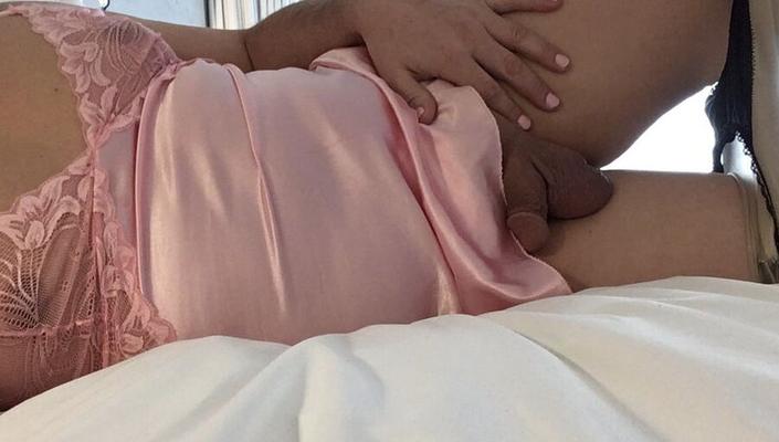 Shiny Pantyhose and Pink Nightie