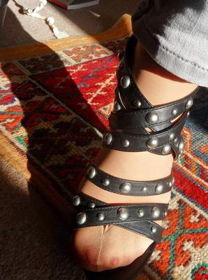 My wife is fitting her shoes