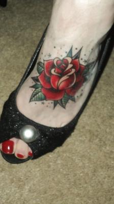 fake foot tattoo nylons heels barefoot in heels