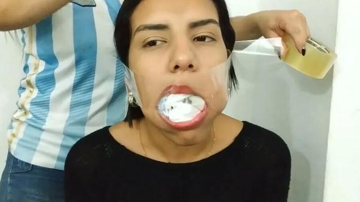 Gagged With 10 Socks And Clear Tape Gag - Selfgags