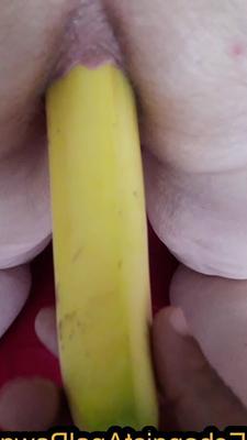 Stretching & gapping my asshole with long banana