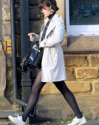 Street Pantyhose - Brit Slut in Black PH &amp; White Sneakers