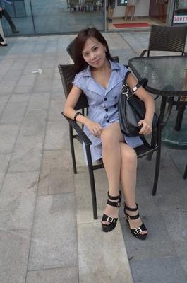 korean girl in pantyhose and platform sandals