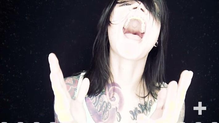 Rock Singer Renee Phoenix With Her Big Sexy Mouth Open