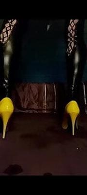 Yellow dress pink panty tail play