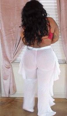 White Pants Red Thong Bikini
