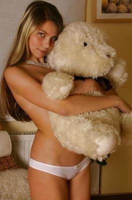 Naughty Girl with Teddy Bears-