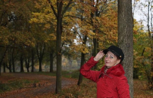 Red jacket and yellow leaves