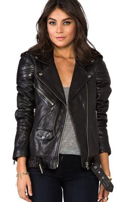 Leather milf mature jacket