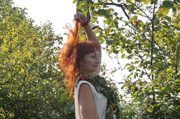 Flame Redhead near Lake