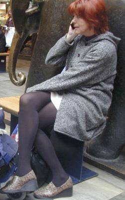 Street Pantyhose - Unaware Cunny Indoors