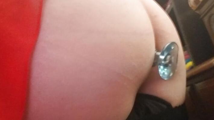 Red lingerie, big boobs and a butt plug....