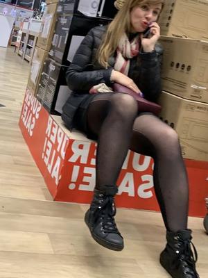 Lady beauty foot in pantyhose