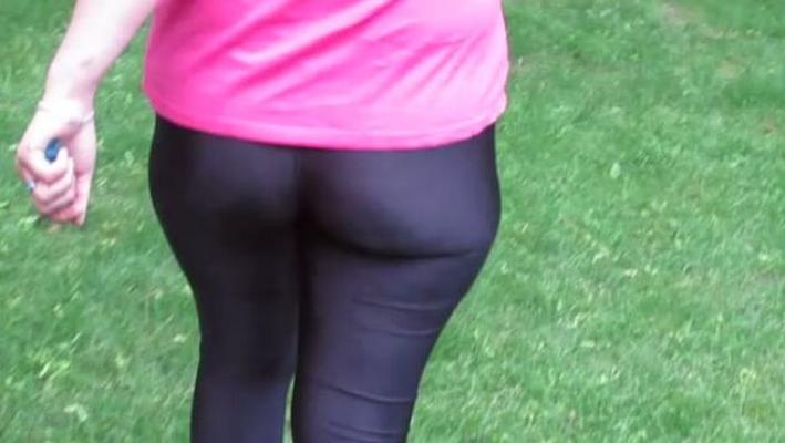 Public See Through Leggings Big Ass in Shiny Spandex MILF