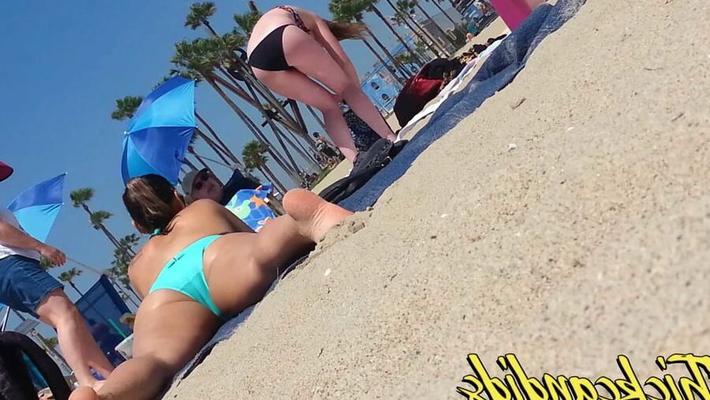 Tall amazon chick with Nice Ass spreads em - Bikini Thong