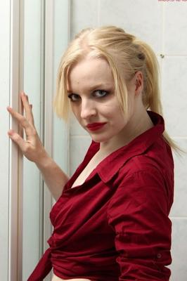 Sandra in the bathroom