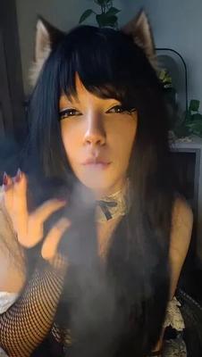 Goth Cat Maid smoking - 7 Pics