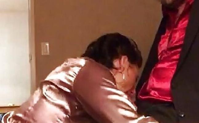 Glorious Red Satin Fetish Blow Job Photos