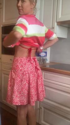 Undressing in the kitchen