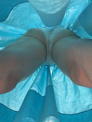 Upskirt blue skirt