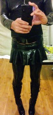 Black full latex, Fetish spikey boots