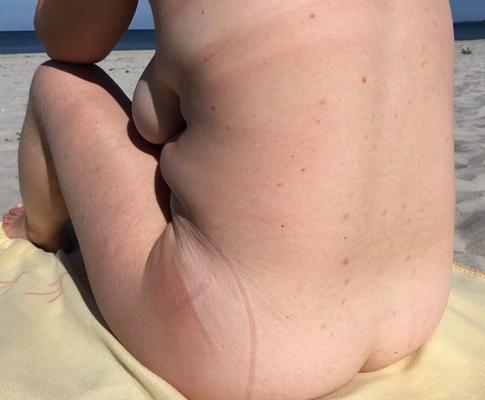 - my wife Annette - naked and hairy on the beach