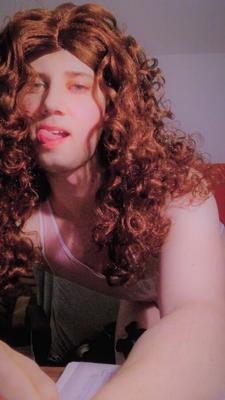 Sissy pink lady with chestnut locks