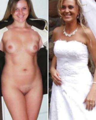 Brides Dressed undressed before after off unclothed exposed
