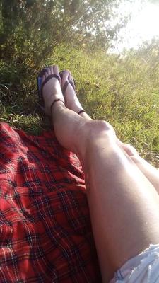 At the lake in my shorts.