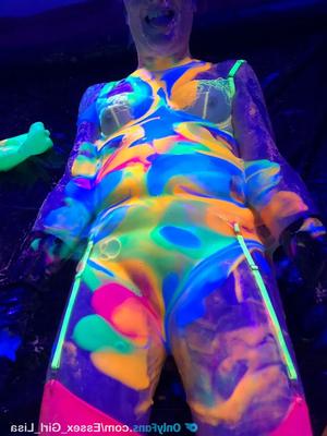 14 Pics Playing with glow in the dark UV slime with my slave