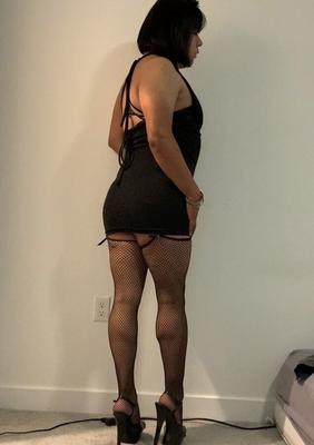 Big Ass Rachelle in Shiny Little Black Slutty Dress