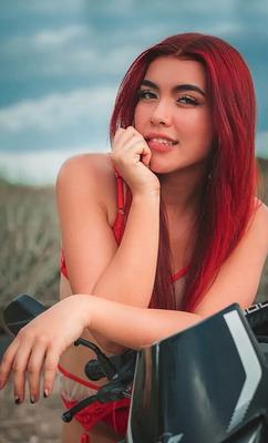 Red haired girl, horny exhibitionist