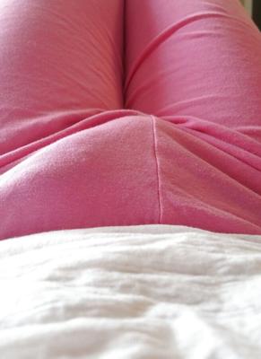 Pink Yoga Pants and Pink-Black Playboy Lace Panties