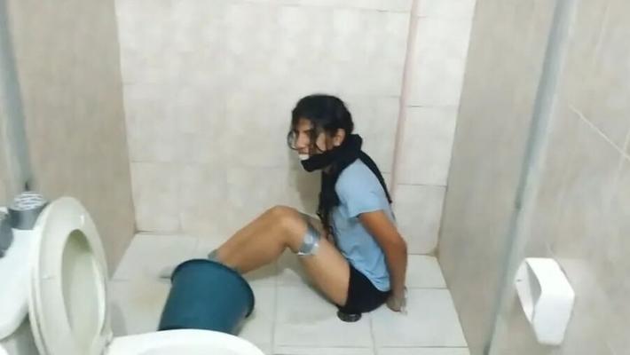 Helpless Bondage Girl Humiliated In The Shower! - Selfgags