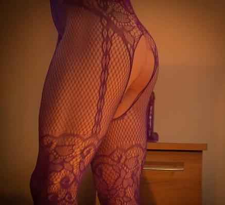 Big ass Shemale dildo fuck in body stocking