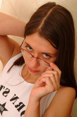TGirl Lisa Wearing Glasses and Latex While Sucking Cock